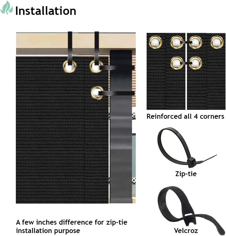 SunnyRoyal 3'x50' Balcony Privacy Fence Screen Apartment Railing Deck Cover, 3FT Outdoor Patio Screens with Zip Ties, HDPE Shade Cloth with Grommets, Mesh Fabric for Porch Backyard, Black