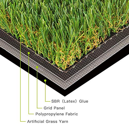 Turf 5ft x 6ft (30 sq ft) w/Drainage Holes & Rubber Backing Indoor/Outdoor Realistic Synthetic Fake Lawn Rug Mat Carpet for Backyard Balcony Deck Landscape Pets