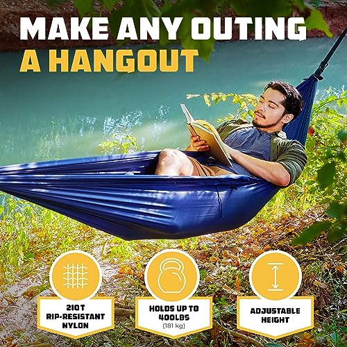 Wise Owl Outfitters Camping Hammock – 500lbs Portable Hammock with Tree Straps - Travel, Backpacking, Hiking, Outdoors Camping Gear - Single or Double - color: Navy, size: Single