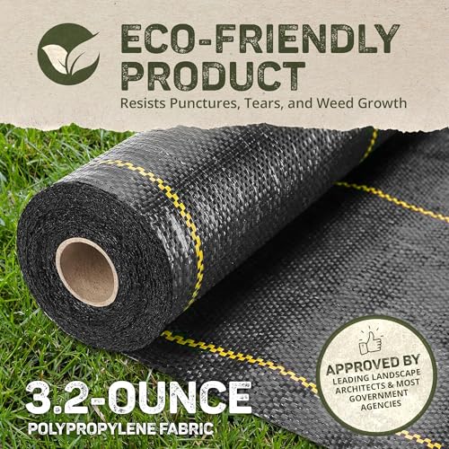 Dewitt 5-Pack Sunbelt Weed Barrier Fabric 3.2 oz, 3 x 300 Feet – Heavy-Duty Ground Cover Mat for Greenhouse Floors, Garden Rows, Raised Beds, Yard Gardening, and Outdoor Landscape Protection - size: 5 Pack, style: 3' W x 300'
