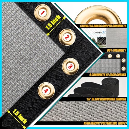ShadeMart 5' x 25' Fence Privacy Screen, Gray, Heavy Duty 170 GSM HDPE Mesh with Grommets & Zip Ties, 90% Blockage, Fence Screen for Balcony Yard Outdoor Garden Pool - color: Gray, size: 0 5' x 2 5'