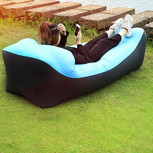 Keenso Air Bed, Oxford Cloth Camping Inflatable Sofa Outdoor Bag Ultralight Beach Camping Travel Sleeping Bag Air Bed Lounger Chair