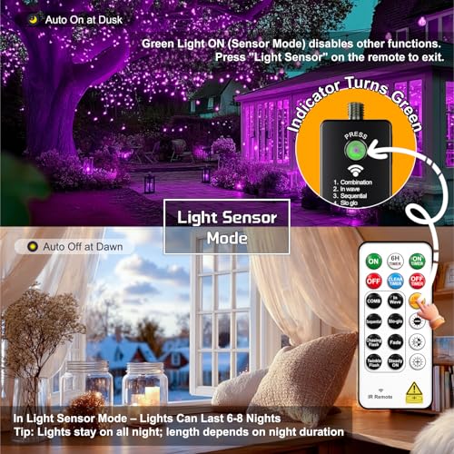 HXWEIYE Rechargeable Fairy Lights with Remote, 2 Pack 33ft 100LED Twinkle Lights with DIY Timer & Light Sensor, Waterproof Outdoor String Lights for Bedroom Patio Christmas Tree Decor, Purple - color: Purple, size: 100 LEDs - 2Pack