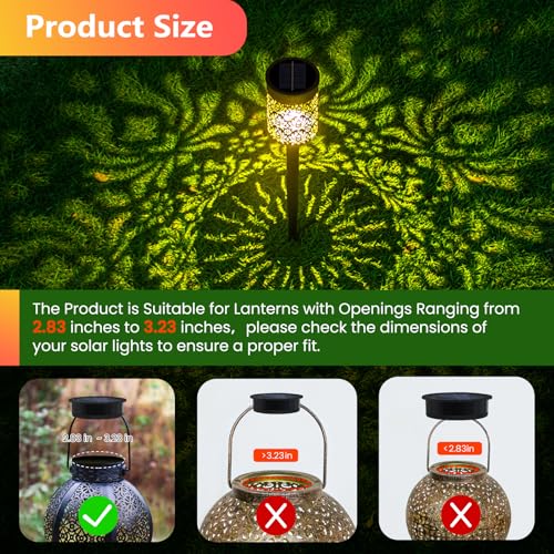 4 Pack Solar Light Replacement Top, Replacement Solar Light Parts for Lantern (Top 3.23 Inch, Bottom 2.83 Inch), Waterproof LED Replacement for Outdoor Garden, Pathway, Yard Lights & Decor - size: 3.23inch-4p