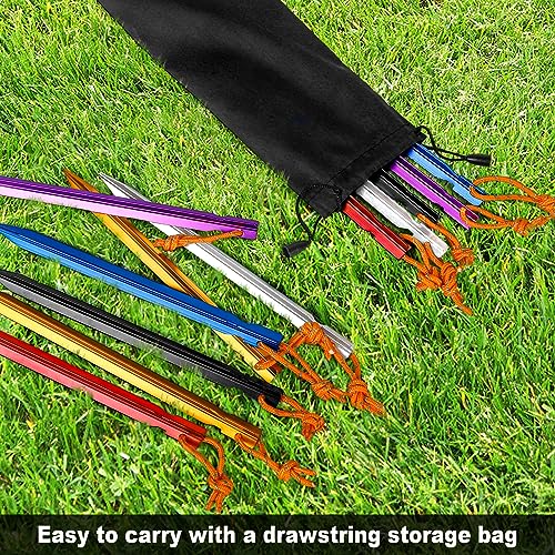 12 Pack Tent Stakes, 7075 Ground Metal Camping Aluminum Tent Pegs, Lightweight Tent Stakes Heavy Duty Spikes Camping Accessories - color: Zesty