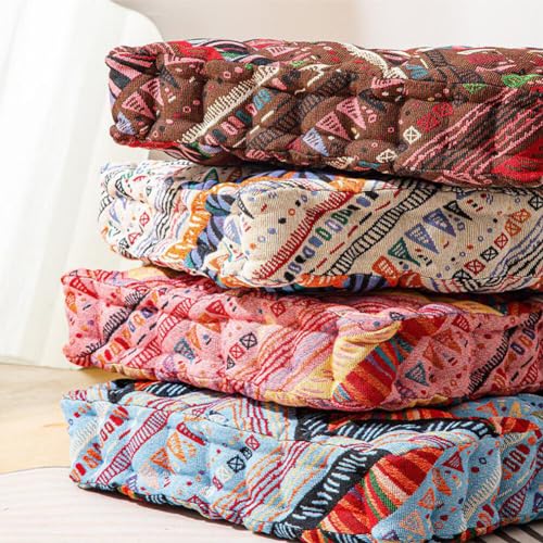 Chair Cushions Set of 2 Boho Seat Cushions for Kitchen Dining Office Chairs Colorful Chair Pads Soft Square Floor Pillow with Handle (15.7 × 15.7 Inch, Blue), 5ZZVX0158LW16U4UAVB - color: Blue