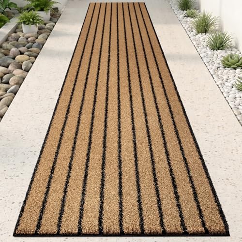 Outside Entrance Runner Rug 24" x 96", Dirt Trapping Outdoor Door Mat, Non Slip, Water Proof, Heavy Duty Commercial Rug for Patio, Garage, Traffic Area, Office, Roll Packing - color: Coconut Husk Brown, size: 24" x 96"