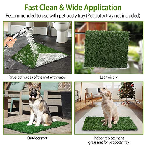 Grass Patch for Dogs, Artificial Grass for Dogs Potty with Tray, Fake Grass for Dogs Indoor and Outdoor Use, Puppy Training Pad, for Medium and Small Dog-Replacement