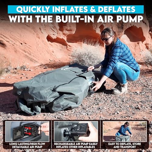 Pittman - Inflatable Couch with Built in Pump for Outdoors & Indoors - Blow Up Couch for Camping, Glamping or Home use has Heavy Duty Puncture Resistant Fabric for Inflatable Sofa Comfort & Durability - size: Sofa