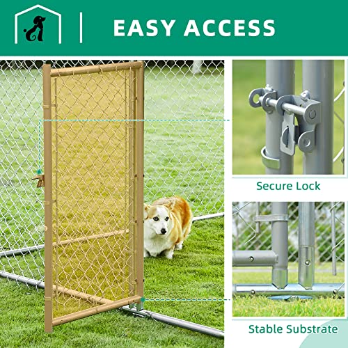 VIVIJASON Outdoor Large Dog Kennel Heavy Duty Fence Dog Cage with Galvanized Chain Link, Outside Pen Playpen Dog Run House with UV & Waterproof Cover and Secure Lock for Backyard (6.5'Lx6.5'Wx5.2'H) - color: 6.5'Lx6.5'Wx5.2'H