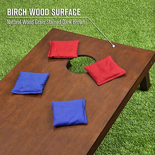 GoSports 4 ft x 2 ft Regulation Size Wooden Cornhole Boards Set with Dark Brown Finish - Includes Carrying Case - color: Classic Red & Blue, size: 4 ft x 2 ft
