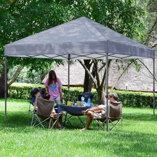 COOSHADE Durable Easy Pop Up Canopy Tent 10x10Ft, with 4 Sandbags(Grey) - color: Gray, size: 10x10Ft