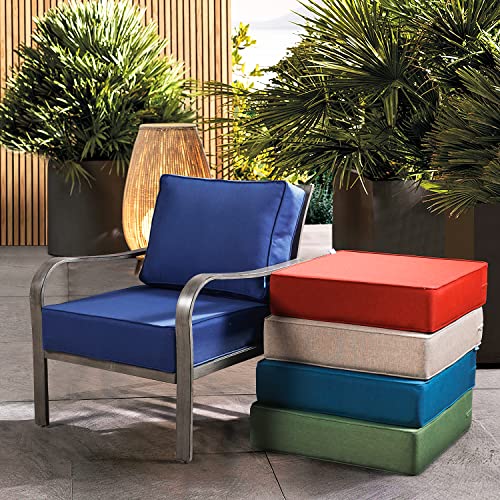 ARTPLAN Deep Seat Outdoor Patio Chair Cushions,2-Piece Seat and Back Cushion Set 24x24x6 and 18x24 Inches,Square, Navy Blue - color: Navy Blue