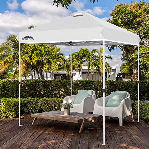 EAGLE PEAK Pop Up Canopy Tent with Wheeled Carry Bag, 8 Stakes, 4 Ropes, Easy Set Up Tent Canopy, 6.6x6.6 ft, White - color: White, size: 6.6x6.6