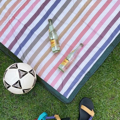 Little Unicorn 5'x7' Outdoor Family Picnic & Beach Blanket | Durable & Water-Resistant Fabric | Compact Fold & Easily Wipes Clean | Zipper Pocket (Chroma Rugby Stripe) - color: Chroma Rugby Stripe, size: 5 x 7