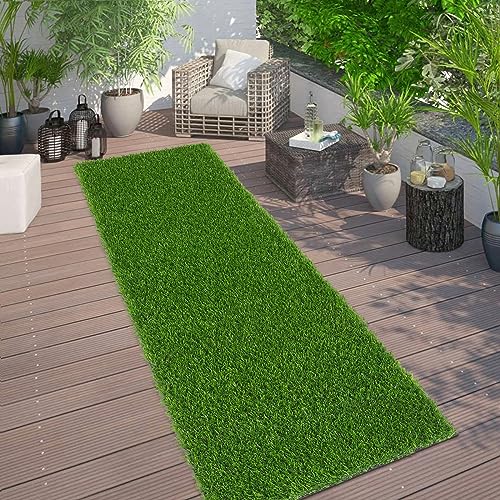 Bsmathom Artificial Grass Rug Indoor Outdoor Rug, Professional Dog Potty Training Rug, Fake Grass Rug Synthetic Grass Mat Door Mats with Drainage Holes for Balcony Patio Garden (2x10Ft) - size: 2x10 Feet