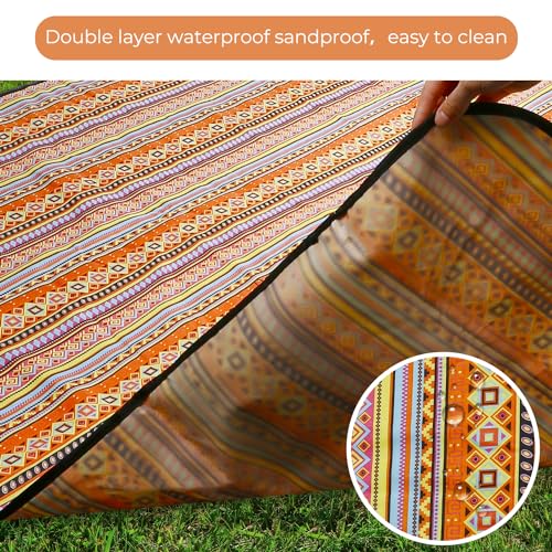Hi Space Picnic Blankets Outdoor Waterproof Foldable Vintage Pattern Beach Picnic Blanket Picnic Mat Extra Large 80''x60'' Washable Park Blanket for Grass Lawn Camping (Vintage Striped) - color: Vintage Striped
