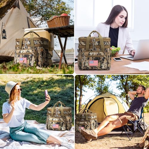 Maelstrom Lunch Box, 23L Insulated Lunch Bag, Expandable Double Deck Cooler Bag, Lightweight Leakproof Tote Bag With Side Tissue Pocket, Suit For Men and Women (I Camouflage with DIY Hook-and-Loop) - color: I Camouflage with DIY Hook-and-Loop
