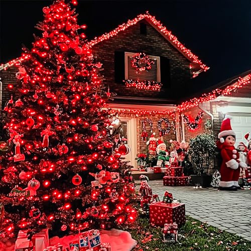 JMEXSUSS 600 LED Red Christmas Lights Outdoor, Red String Twinkle Fairy Lights Indoor Plug in, Valentines Day Lights Clear Wire for Tree Party Christmas Graduation Party Decorations - color: Red, size: 600 LED