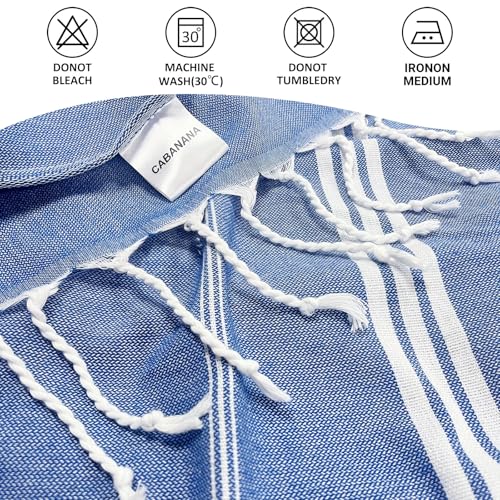 cabanana Turkish Beach Towel Oversized - 40"x70" Quick Dry Sand Free Thin Beach Towels for Adults,Extra Large Cotton Lightweigh Travel Towel for Beach Accessories (New Denim Blue) - color: Denim Blue