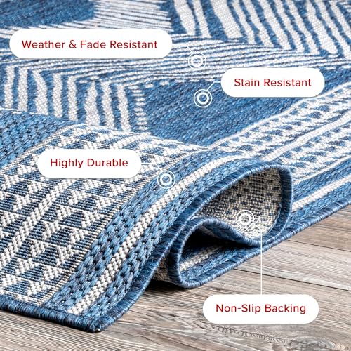 Nuloom Ranya Blue/Ivory, 2' x 3', Tribal Geometric, Soft and Cozy, High Traffic, Stain Resistant, Easy Clean, Durable Area Rug for Indoor/Outdoor Patio, Deck, Porch, Garden, Courtyard - color: Blue, size: 2' x 3' (Rectangular)