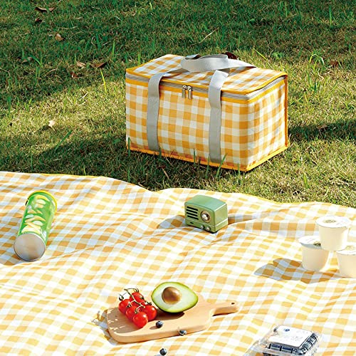 Cooler Bags Insulated for Beach, 15-Can Leakproof Soft Insulated Cooler Bag, Large Collapsible Portable Picnic Basket, Cooler Bags for Travel for Camping Beach Fishing,12.71quart - color: yellow