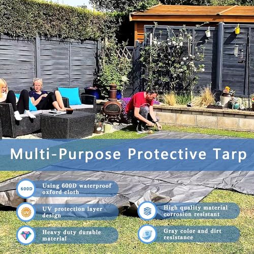 20 Mil Black Waterproof Tarp 5×7ft Heavy Duty Canvas Cover for Outdoor All Weather Oxford Tarpaulin for Truk Bed Roof, Boats, Pool, Woodpile, Robust, Rip & Tear Proof - size: 5x7ft