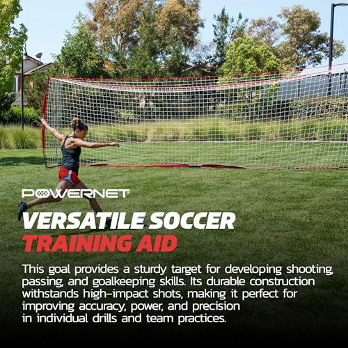PowerNet Soccer Goal for Backyard, 3Mx2M / 6x4 / 8x4 / 12x6 / 14x7 /18.5x6.5 / 21x7 / 24 x 8 Portable Soccer Net, Sports & Outdoors Training Equipment, Quick Setup 1 Goal & Zipper Storage Bag - style: 24 x 8 FT