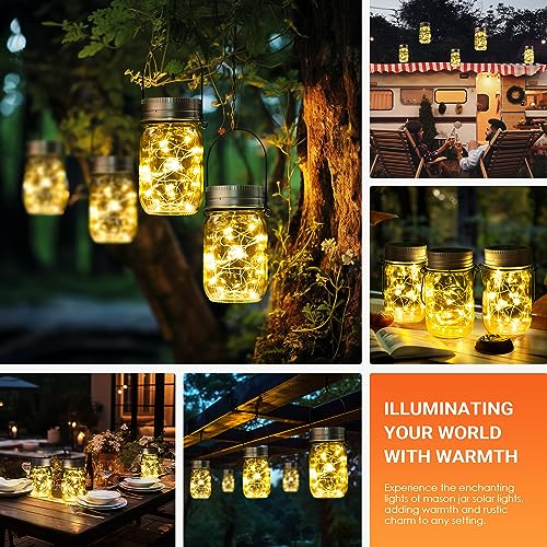 GIGALUMI Solar Mason Jar Lights, 8 Pack 30 Led String Fairy Lights Garden Lights Outdoor Waterproof Hanging Solar Lanterns for Outdoor, Garden, Patio, Lawn, Balcony Decoration - size: 8 Pack
