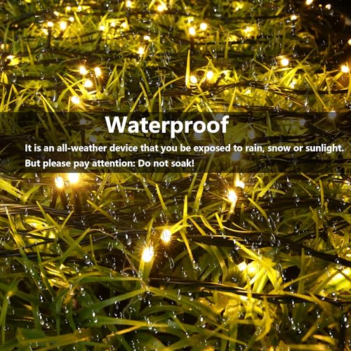 Joomer Solar String Lights, 39FT 100LED Solar Powered Outdoor Fairy Lights, Waterproof 8 Modes Twinkle String Lights for Garden Patio Yard Tree Wedding Christmas Decor (Warm White) - color: Warm White