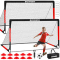 Kids Soccer Goal for Backyard Set - 2 Set of 7X5 / 6X4 ft Toddler Soccer Nets Training Equipment, Soccer Ball, Pop Up Portable Soccer Set for Kids and Youth Games and Training Goals Ages 3-16 Gift - color: 2.Black Red