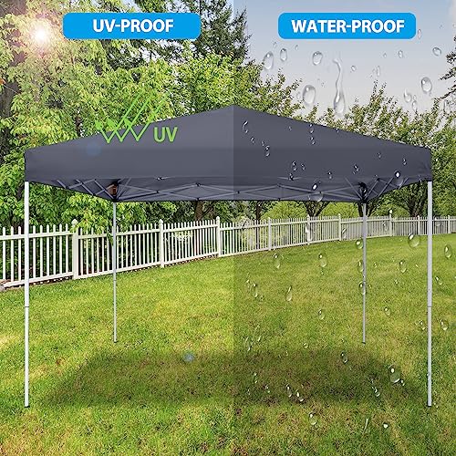 JupiterForce 10 x 10 Pop Up Canopy Tent Easy Set-up, Height Adjustable Outdoor Canopy Patio Waterproof Sun Shade Shelter Instant Canopy with Wheeled Carry Bag, Ropes - color: Gray
