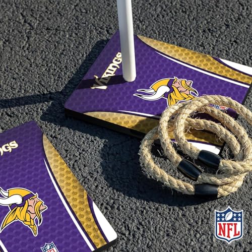 Solid Wood NFL Quoits Set with Direct Print HD Team Graphics – Tailgate Ring Toss Game – Great Gift for Any Football Fan! Ring Toss Family Outdoor Games for The Beach