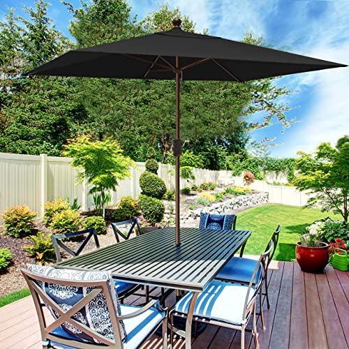EliteShade USA 10-Year-Non-Fading 6.5x10Ft Rectangular Market Patio Umbrella, UPF 50+ UV Protection Performance Sun Umbrella, Heavy Duty Commercial Grade Outdoor Table Umbrella with Crank, Windproof Vented Top for Garden, Pool, Deck and Outdoor Playsets,