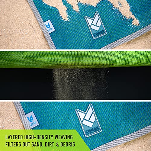 CGEAR Original Sand-Free Outdoor Camping Mat – Beach, Picnic & Camping Ground Mat with Carry Pouch - color: Blue/Green, size: 8' x 8' (Square)