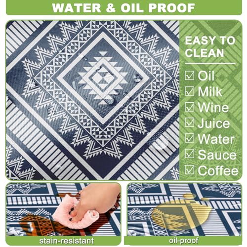 Fitted Picnic Table Cover with Bench Covers Waterproof Elastic Edges Rectangle Patio Tablecloth Outdoor Camping Essentials Stuff Rv Accessories Summer Trip Travel Camper Gifts for Woman Men, 72in 6 ft - color: Blue Diamond, size: 72in