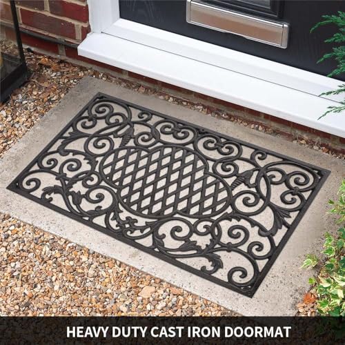 CT Copper Tailor Heavy Duty Cast Iron Doormat,Rectangle Outdoor Mat,Non-Slip Front Door Mat,Entrance Mat,Shoe Scraper,24”x 13.78”,Exquisite Scrolls Pattern Design - color: Exquisite Scrolls