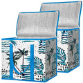BALEINE 2Pk Insulated Reusable Grocery Bags, Collapsible Cooler Bag for Groceries, Heavy Duty Large Insulated Bag (16''x9''x13'', Island Breeze) - color: Island Breeze