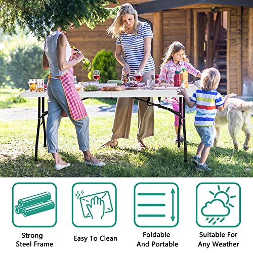 PayLessHere Folding Table Plastic Picnic Table for Parties Wedding Camping Office with Carrying Handle (White, 6 FT) - color: White, size: 6 FT
