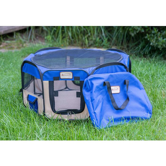 Armarkat PP001B Blue and Beige Portable Playpen - size: Portable