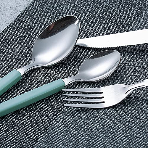 40 piece Stainless Steel Kitchen Flatware set with organizer, Camping Silverware set with color handles set of 8