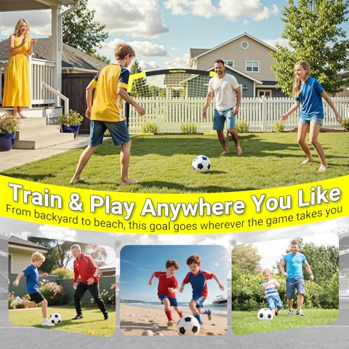 Happy Jump 7x5 FT & 5x3.6 FT Portable Soccer Goal for Youth Players Ages 6–14, Large-Frame Design Built for Long-Term Development, Easy Setup for Backyard, Park or School Training - style: 7x5 FT, 2 Set Upgrade