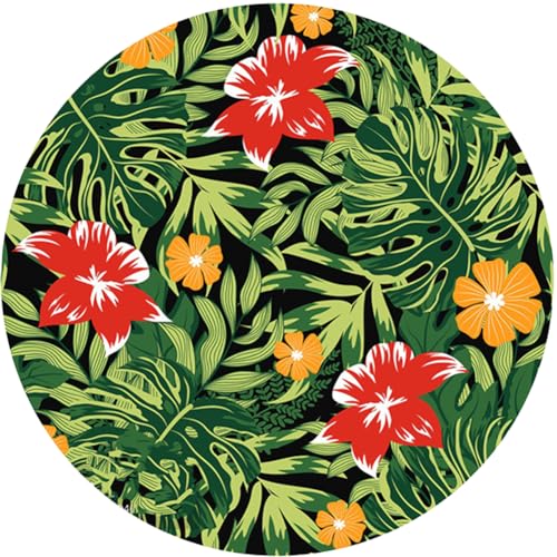 Green Red Floral Plants Montera Palm Tropical Rug for Patio Deck Balcony Porch Camping Waterproof Non Skid Outside Carpet 2' Hallway Yard Indoor Outdoor Area Rug - color: H, size: 2ft
