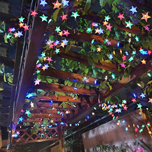 50ft 120LED Solar String Fairy Lights Outdoor,Waterproof Star Twinkle Decorative Lights for Garden,Patio Post,Deck,Canopy,Gazebo,Porch,Pergola,Balcony,Backyard Fence,Party Decor,Multicolored - color: Multicolor