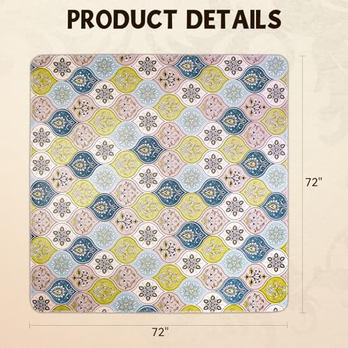 Washable Pee Pads for Dogs, Stylish Absorbent Reusable Training Dog Pads, Non-Slip and Leak-Proof Puppy Pads, Potty Pads for Crates, Whelping, Playpen, Bed and Floors, Cream/Multi 72" x72" - color: Cream/Multi, size: 72" x 72" 1PACK
