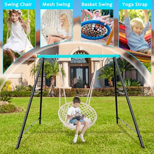 Swing Stand Frame, Heavy Duty 550lbs Capacity Hammock Stand for Backyard, Patio, Garden(Swing NOT Included) - color: Green