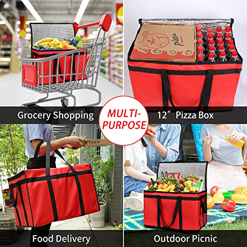 1-Pack Insulated Food Delivery Bag, XXX-Large Commercial Food Warmer for Delivery Drivers, Insulated Reusable Grocery Cooler/Hot Bags, Tote Bag for Shopping/Travel, Catering Bag 22x14x13, Red - color: Red, size: 22 x 14 x 13 inches
