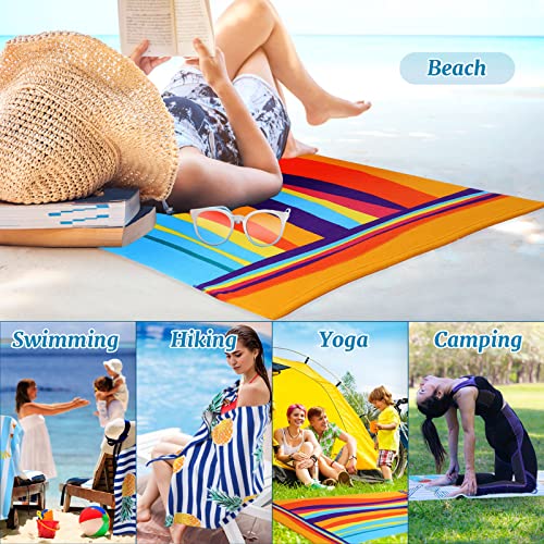 Mixweer 8 Packs Microfiber Beach Towel Bulk 60 x 28 Inch Sand Free Travel Large Microfiber Pool Swim Multi Style Beach Towel Blanket for Adult on Vacation Accessories(Classic Style) - style: Classic