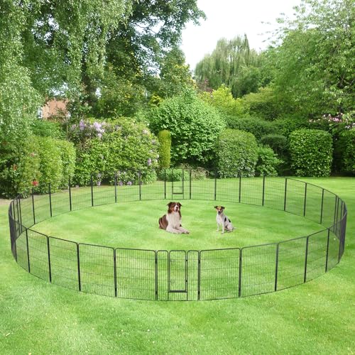 FDW Dog Playpen Dog Pen Dog Kennel 32 Panels 40 Inch Hight Indoor Outdoor Folding Metal Portable Puppy Exercise Pen Heavy Duty Dog Fence for Yard Camping,Black - style: 32 Panels