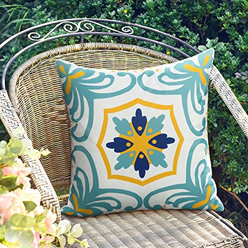 Pyonic Outdoor Pillow Covers 16x16 Spring Summer Garden Waterproof Throw Pillow Covers Cushion Case Patio Pillows for Couch Tent,Set of 4,Blue - color: Blue, size: 16" x 16" (Pack of 4)